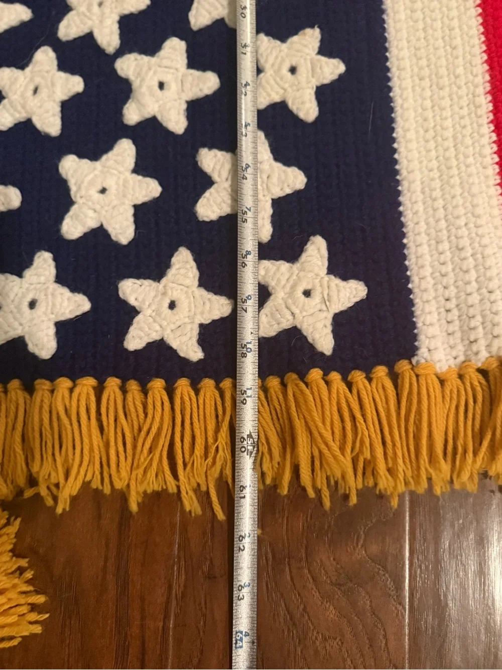 Handmade American Flag Crochet Throw/Afghan with Fringe
